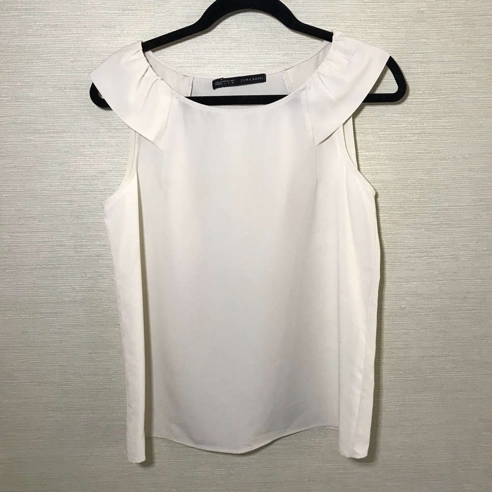Zara Basic Cream Top Sz Large